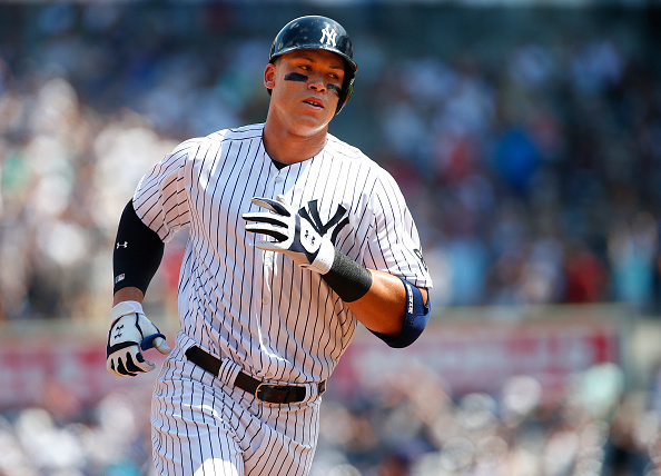 Aaron Judge of the New York Yankees looks on from the on deck circle  News Photo - Getty Images