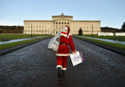  Santa walking towards building