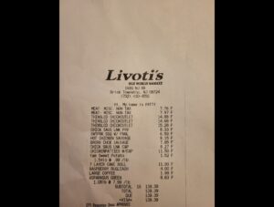 My Livoti's receipt
