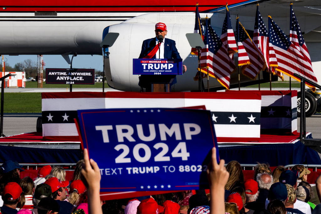 Donald Trump Holds Campaign Rally In Michigan
