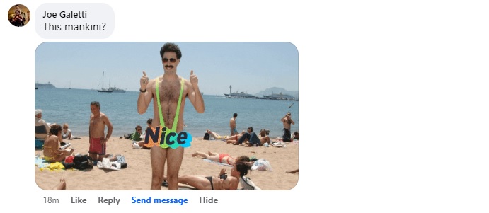 This is a terrible picture of Borat in his mankini.  