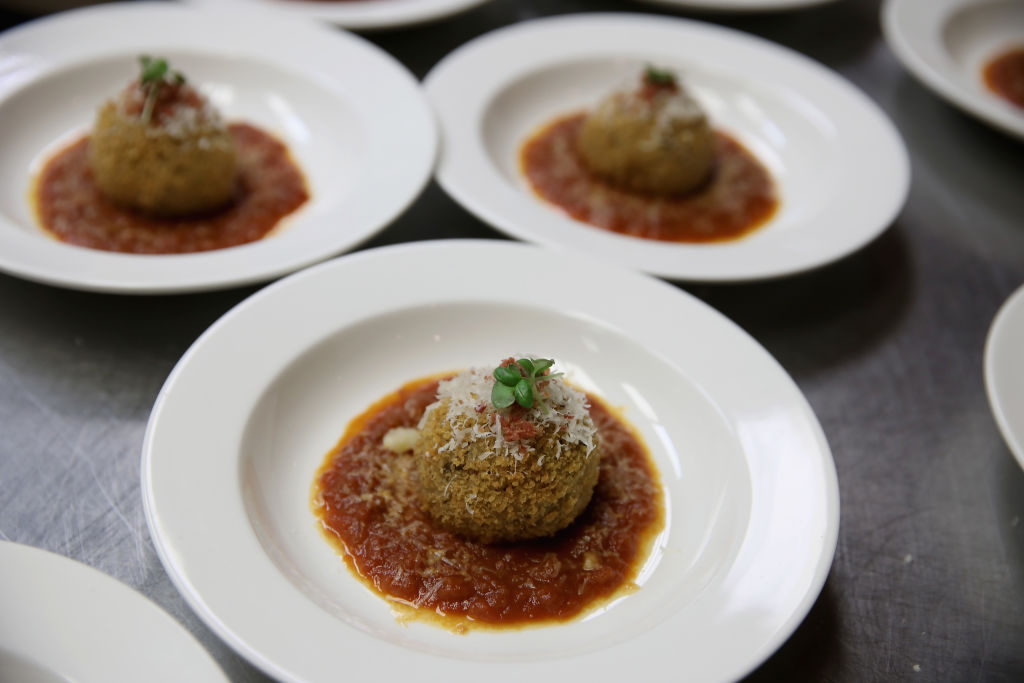 rice balls with sauce on a plate